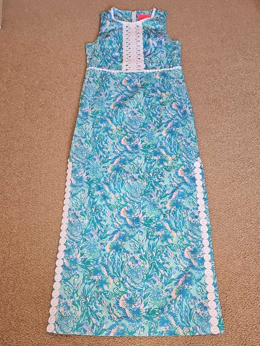 Lilly Pulitzer Ashler Maxi Shift Dress "Coral Of The Story" EUC Sz. 6